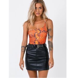 LIONESS Thank You Next Black Faux Leather Mini Skirt - Size Medium